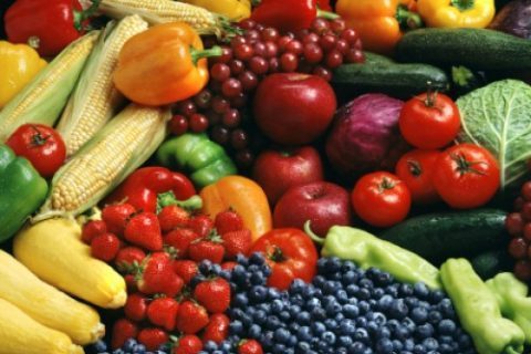 Montage of fruits and vegetables